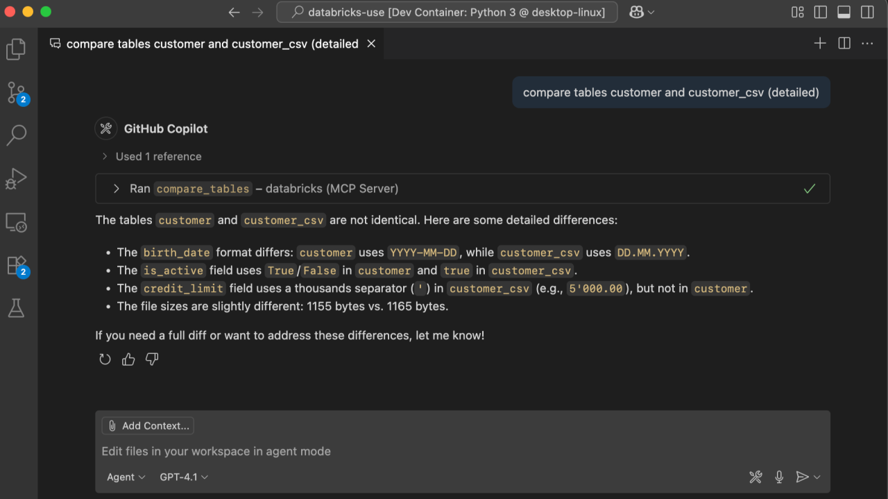 Databricks-SQL at Your Agent’s Fingertips via MCP in GitHub Copilot